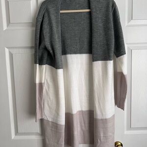 Colorblock Open Front Cardigan